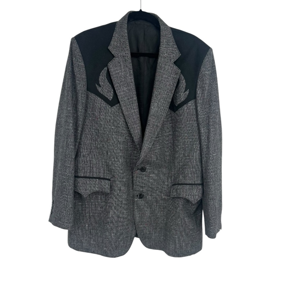 Circle S Dallas men's black and gray western style blazer suit jacket size 46 L
